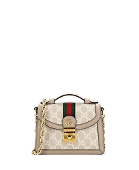 Pre-Owned Gucci Mini Ophidia Flap Top Handle Bag Gg Coated Canvas