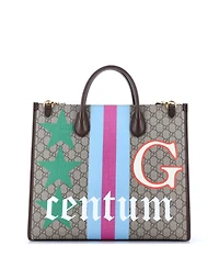 Pre-Owned Gucci Medium Interlocking G Patch Convertible Tote Printed Gg Coated Canvas