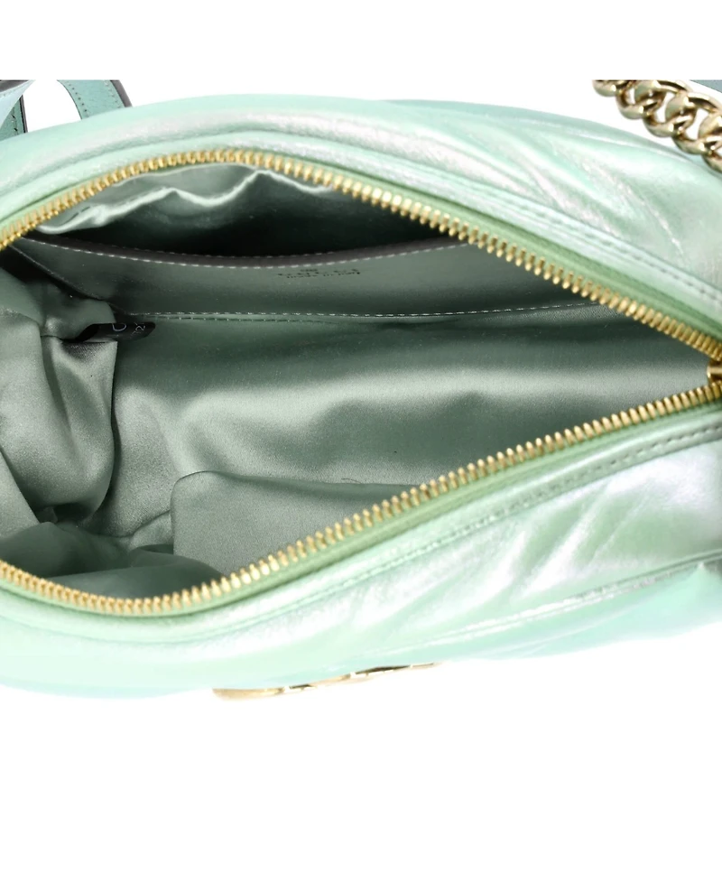 Pre-Owned Gucci Small Gg Marmont Shoulder Bag Chevron Iridescent Leather