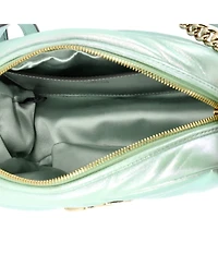 Pre-Owned Gucci Small Gg Marmont Shoulder Bag Chevron Iridescent Leather