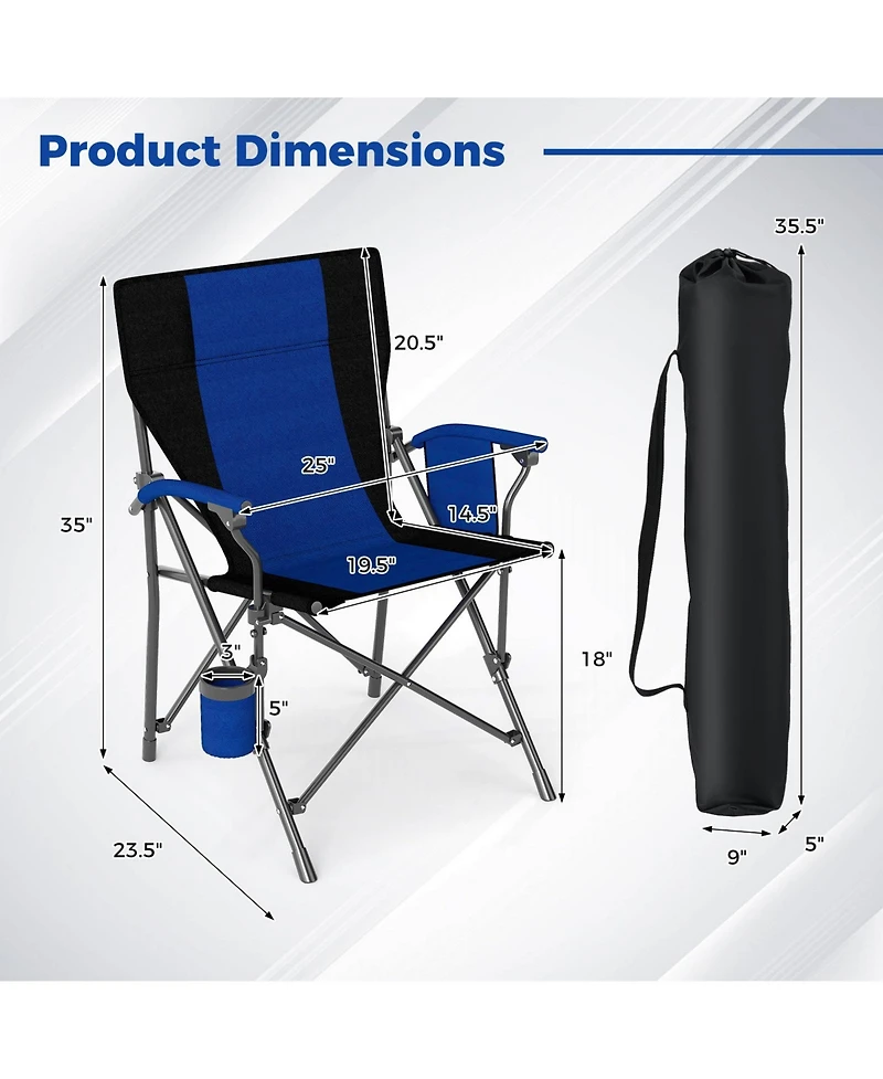 Sugift Portable Folding Oxford Cloth Camping Chair with Cup Holder and Side Pocket