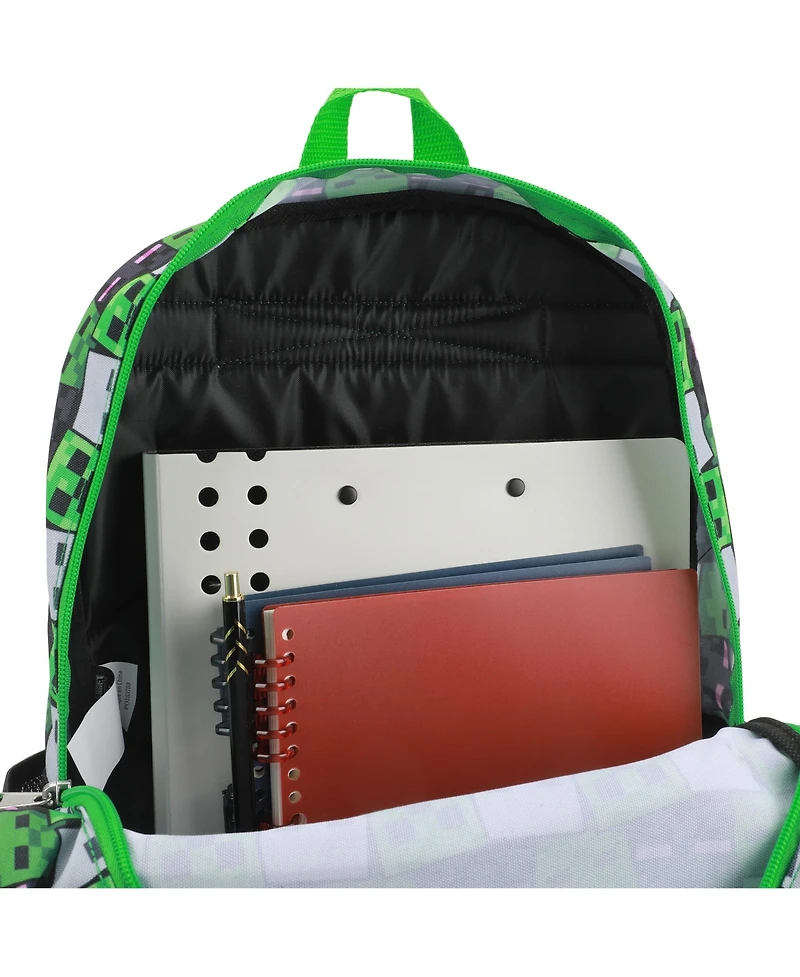 Minecraft Creepers 2-Piece 16"Premium Backpack and Lunch Box Set For School And Travel