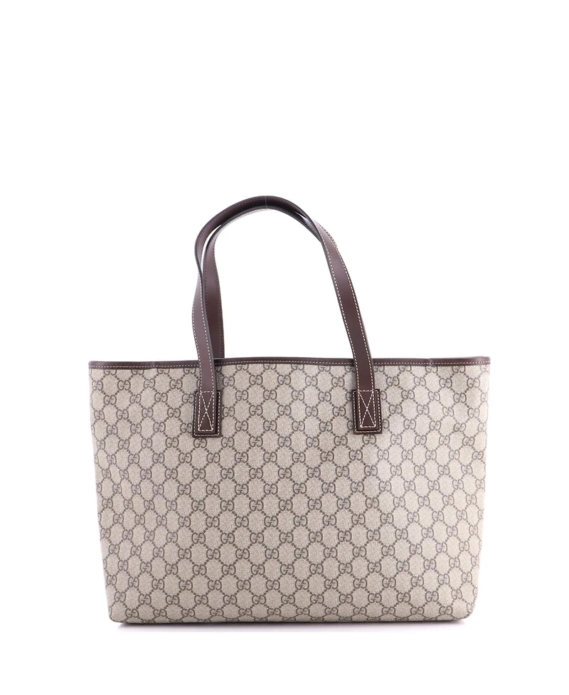 Pre-Owned Gucci Medium Plus Tote Gg Coated Canvas with Leather