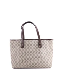 Pre-Owned Gucci Medium Plus Tote Gg Coated Canvas with Leather