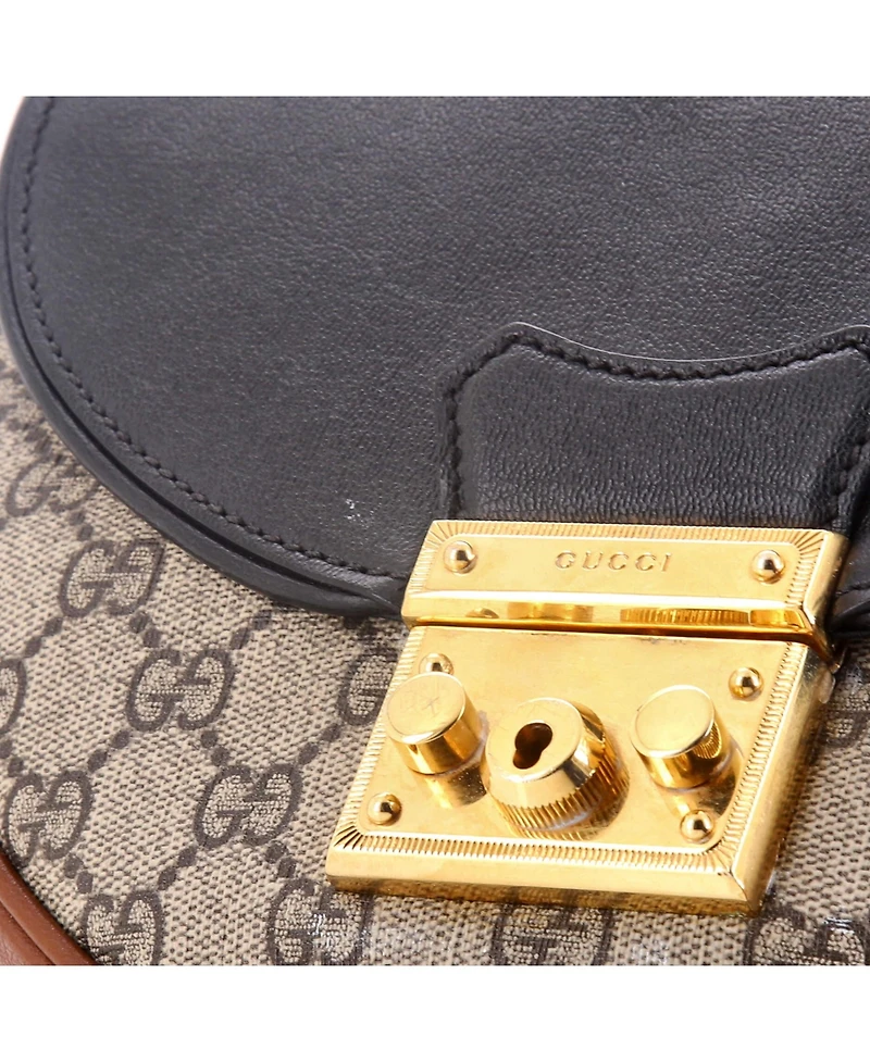 Pre-Owned Gucci Small Padlock Saddle Shoulder Bag Gg Coated Canvas and Leather