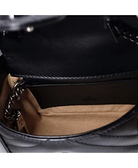 Pre-Owned Gucci Mini Gg Marmont Flap Belt Bag Matelasse Leather