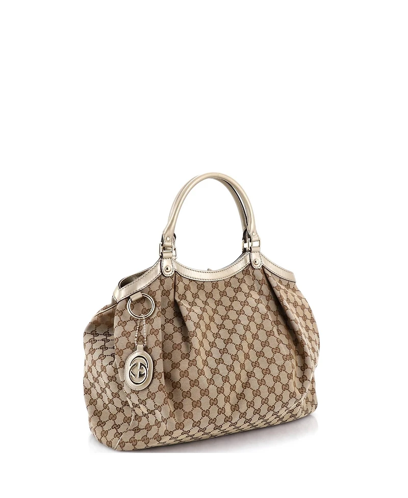 Pre-Owned Gucci Large Sukey Tote Gg Canvas with Leather