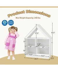 Sugift 3 Tier House Shaped Kids Toy Storage Organizer with Open Shelves