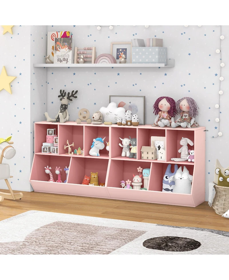 Sugift 5 Cube Wooden Kids Toy Storage Organizer with Anti Tipping Kit