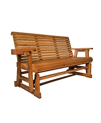 Mega Casa Patio Glider with Cup Holders, High Roll Back and Deep Contoured Seat, 3-Seater, Heavy Duty 800 Lb, 5 Feet (Brown, 3-Seater)