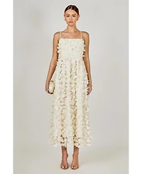 endless rose Women's 3D Floral Sleeveless Midi Dress