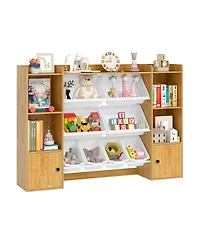 Sugift Kids Toy Storage and Bookshelf with Boxes and Open Shelves