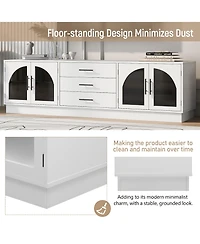 Rainsken 68.9'' Tv Stand for TVs up to 75", Media Console Cabinet with 3 Drawers and Adjustable Shelves, Symmetrical Design for Living Room