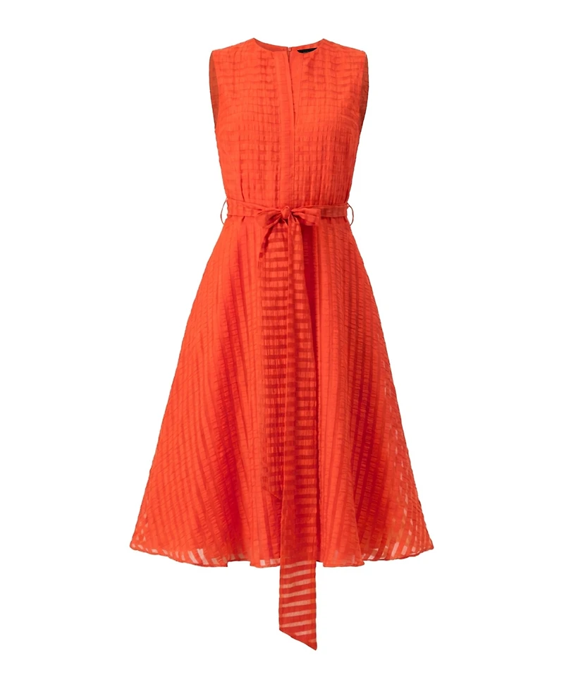 Ivonne Women's Midi A-Line Dress with Waist Tie