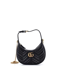 Pre-Owned Gucci Mini Gg Marmont Half Moon Hobo Matelasse Leather