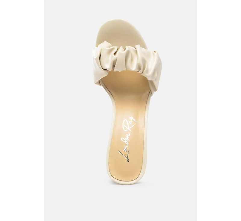 Womens Noie Ruched Strap Block Heel Sandals