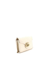 Pre-Owned Gucci Mini Gg Marmont Chain Wallet Matelasse Leather