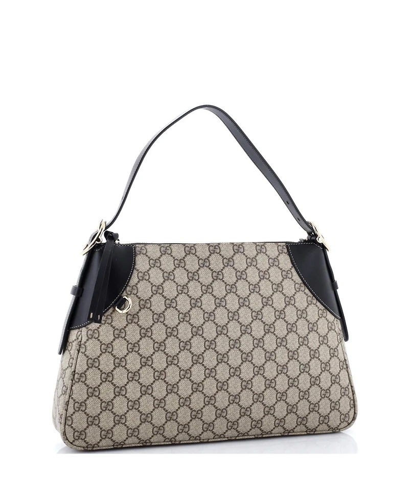 Pre-Owned Gucci Large Emblem Shoulder Bag Gg Coated Canvas with Leather