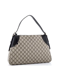 Pre-Owned Gucci Large Emblem Shoulder Bag Gg Coated Canvas with Leather