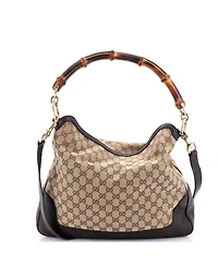 Pre-Owned Gucci Medium Diana Bamboo Shoulder Bag Gg Canvas