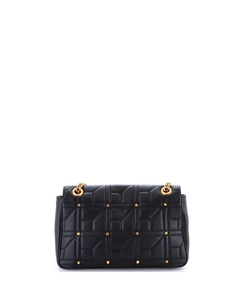 Pre-Owned Gucci Medium Gg Marmont Flap Bag Studded Matelasse Leather