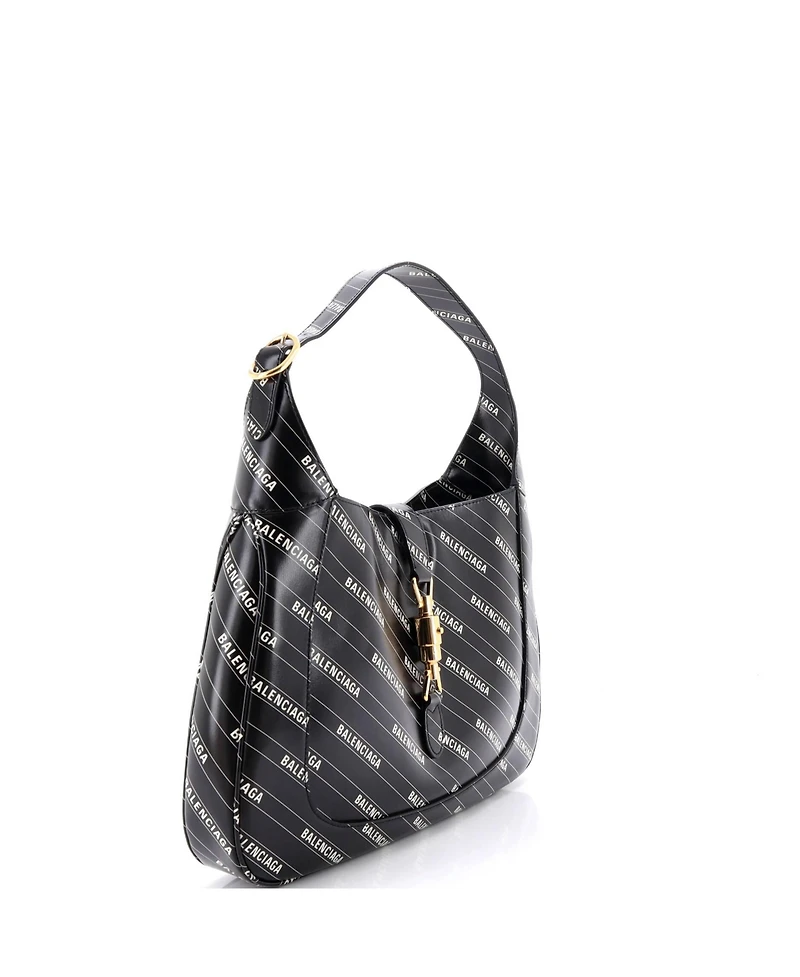 Pre-Owned Gucci Medium x Balenciaga The Hacker Project Jackie 1961 Hobo Printed Leather