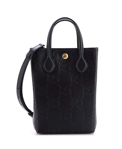 Pre-Owned Gucci Mini Vertical Tote Gg Embossed Leather