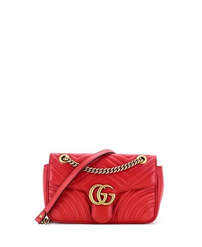 Pre-Owned Gucci Small Gg Marmont Flap Bag Matelasse Leather