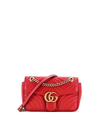 Pre-Owned Gucci Small Gg Marmont Flap Bag Matelasse Leather