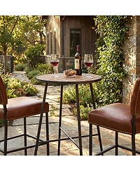 Sugift 41 in Outdoor Bar Height Round Patio Table with Wood Top