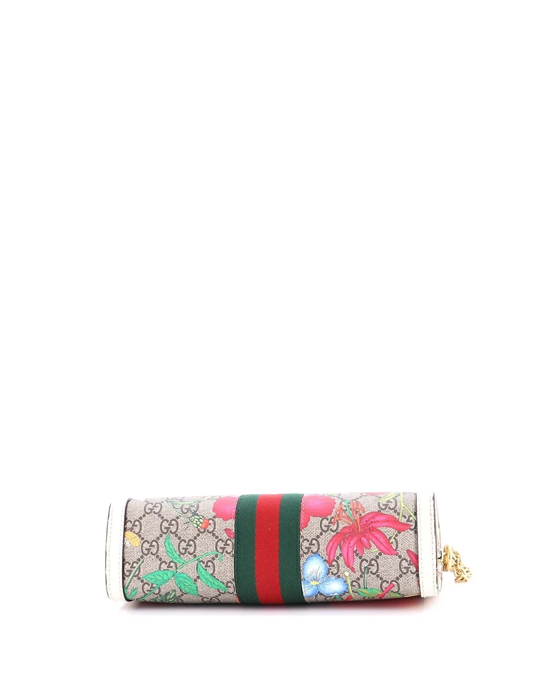 Pre-Owned Gucci Small Ophidia Chain Shoulder Bag Flora Gg Coated Canvas