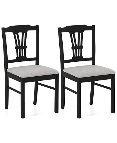 Gymax Wooden Dining Chairs Set of w/Rubber Wood Frame Hollowed Backrest for Kitchen