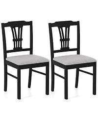 Gymax Wooden Dining Chairs Set of w/Rubber Wood Frame Hollowed Backrest for Kitchen