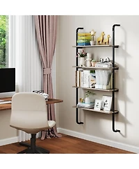 Sugift Industrial Four Tier Pipe Shelving with Metal Frame