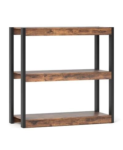 Sugift Three Tier Wooden Bookshelf with Dual Anti Tipping Kits