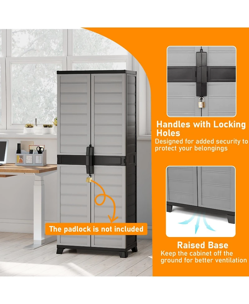 Sugift Lockable Plastic Storage Cabinet with Adjustable Shelves