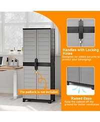 Sugift Lockable Plastic Storage Cabinet with Adjustable Shelves
