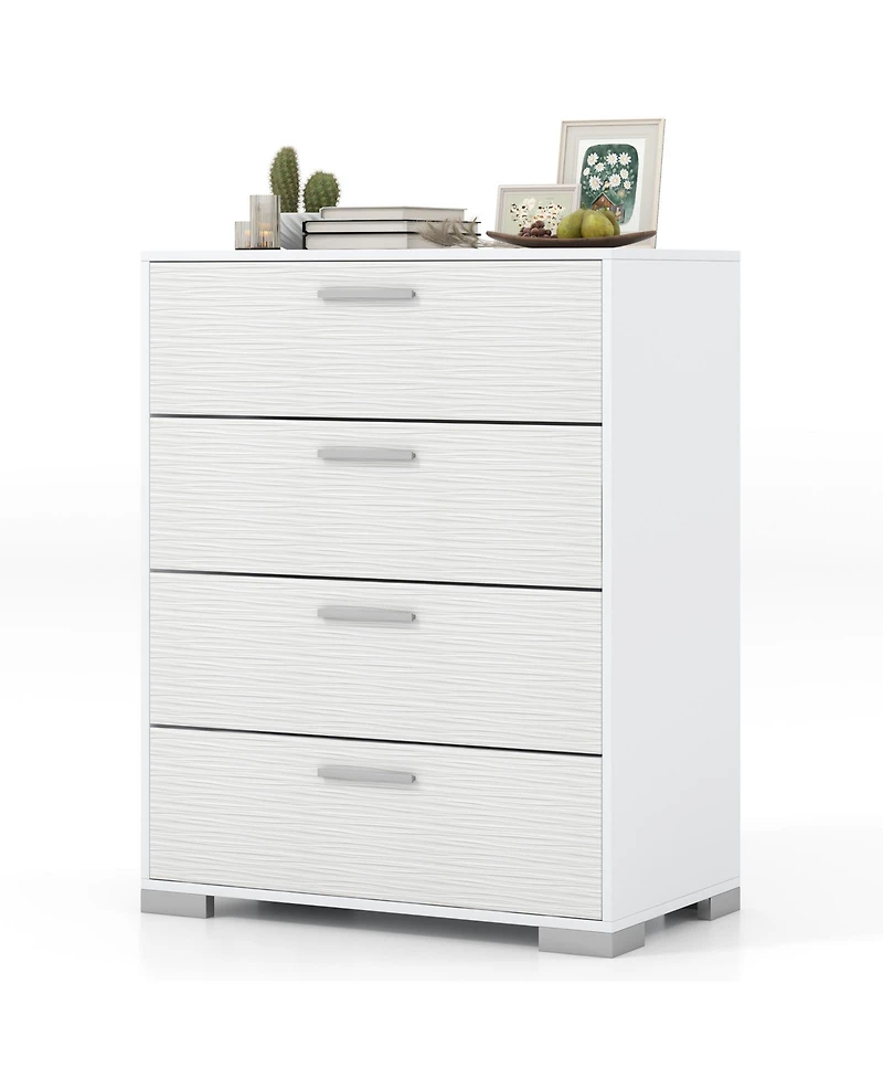 Sugift Four Drawer Storage Cabinet with Metal Legs and Safety Design
