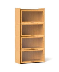 Slickblue 4-Tier Bamboo Bookcase with Doors for Study Room Living