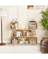 Slickblue 3-Tier S-Shaped Bookcase with 3 Open Cubes for Living Room