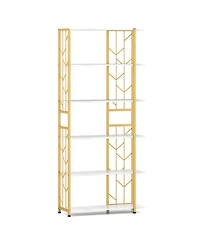 Slickblue 6-Tier Bookshelf Modern Geometric Bookcase with Heavy-duty Metal Frame and Anti-tipping