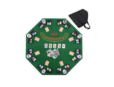 Hongge 48 Inch 8-Player Foldable Poker Table Top with Carrying Bag and Cup Holders