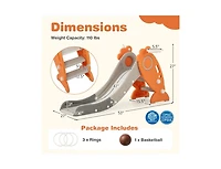 Hongge 4-in-1 Indoor Slide for Kids with Basketball Hoop and Rings