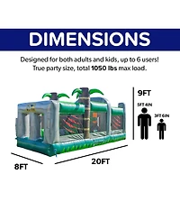 HeroKiddo T-Rex Adventure 20 Inflatable Obstacle Course – Dinosaur Theme, Commercial Grade Pvc Vinyl, Fun Backyard Challenge for kids