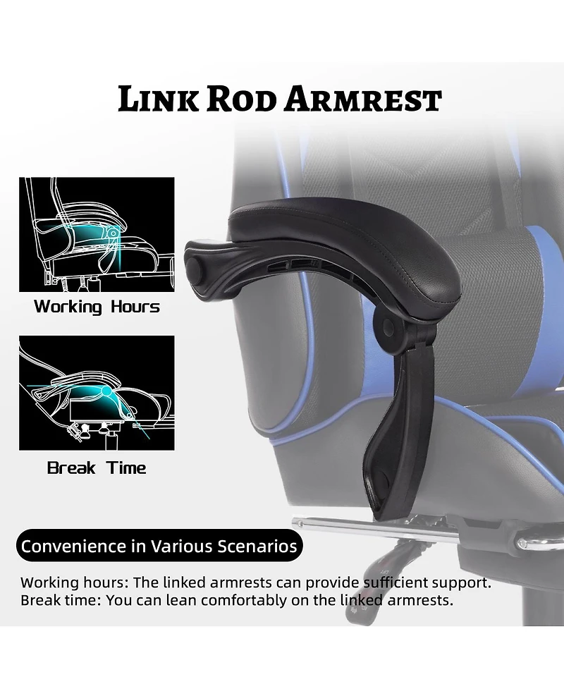 Streamdale Furniture Ergonomic Gaming Chair with Footrest & Lumbar Support