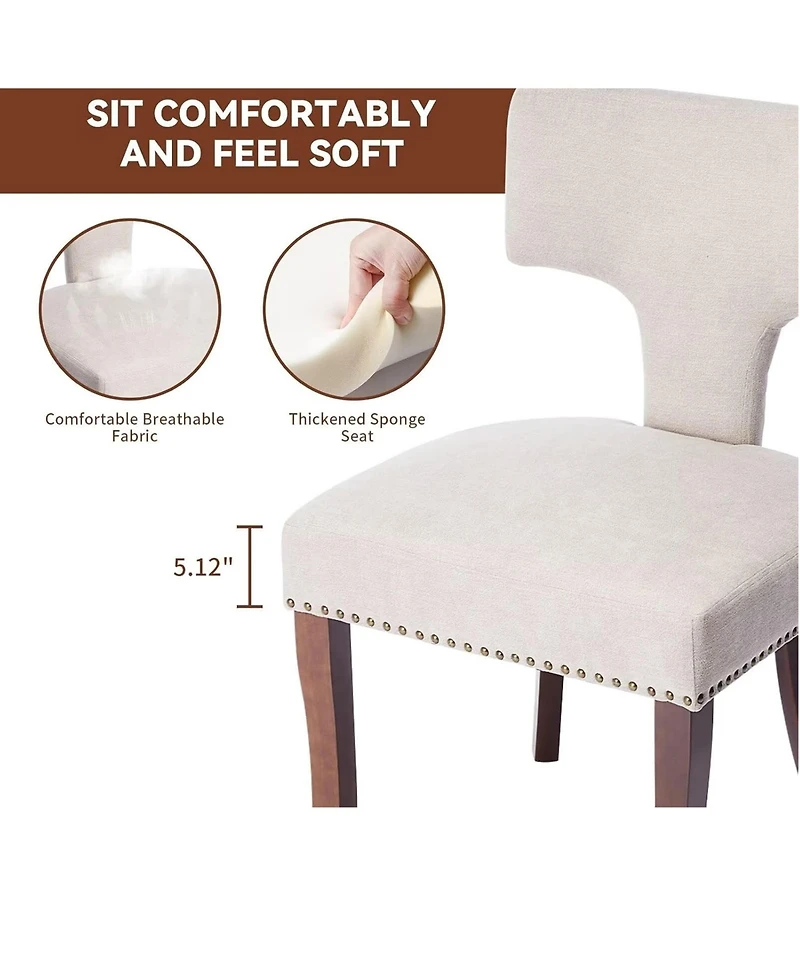 Rainsken Modern Wooden Dining Chairs Set of 2