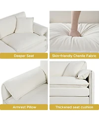 Boyel Living Deep Seat Sectional Sofa Cloud Couch with Ottoman, Modern Chenille Comfy Love Upholstered Modular L Shaped Couch,Diy Combination