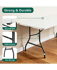 Decksplore 6FT Folding Plastic Utility Table with Carry Handle for Indoor & Outdoor Use