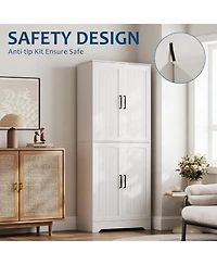 gaomon Farmhouse Kitchen Pantry Cabinet, 71" Tall Wood Pantry Storage Cabinet with 4 Doors & Adjustable Shelves, Freestanding Cupboard for Dining Room