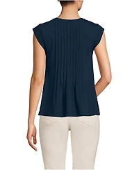 Lands' End Women's Cap Sleeve Lightweight Jersey Pintuck Swing Top